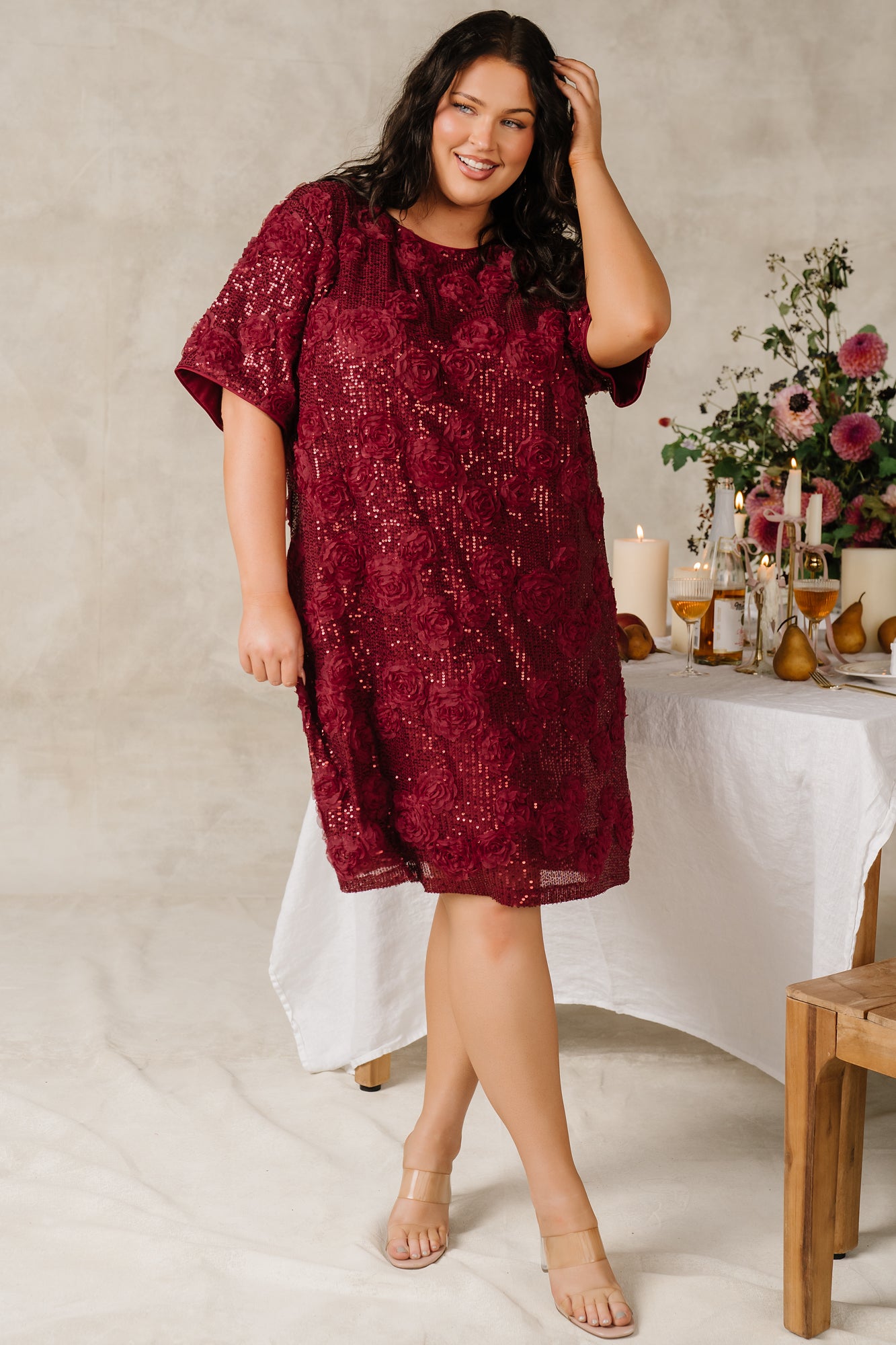 burgundy sparkly dress short Rhea Sequin LIFESTYLE A Closet Full of Dresses Prom Shine at homecoming in Size:XS / S