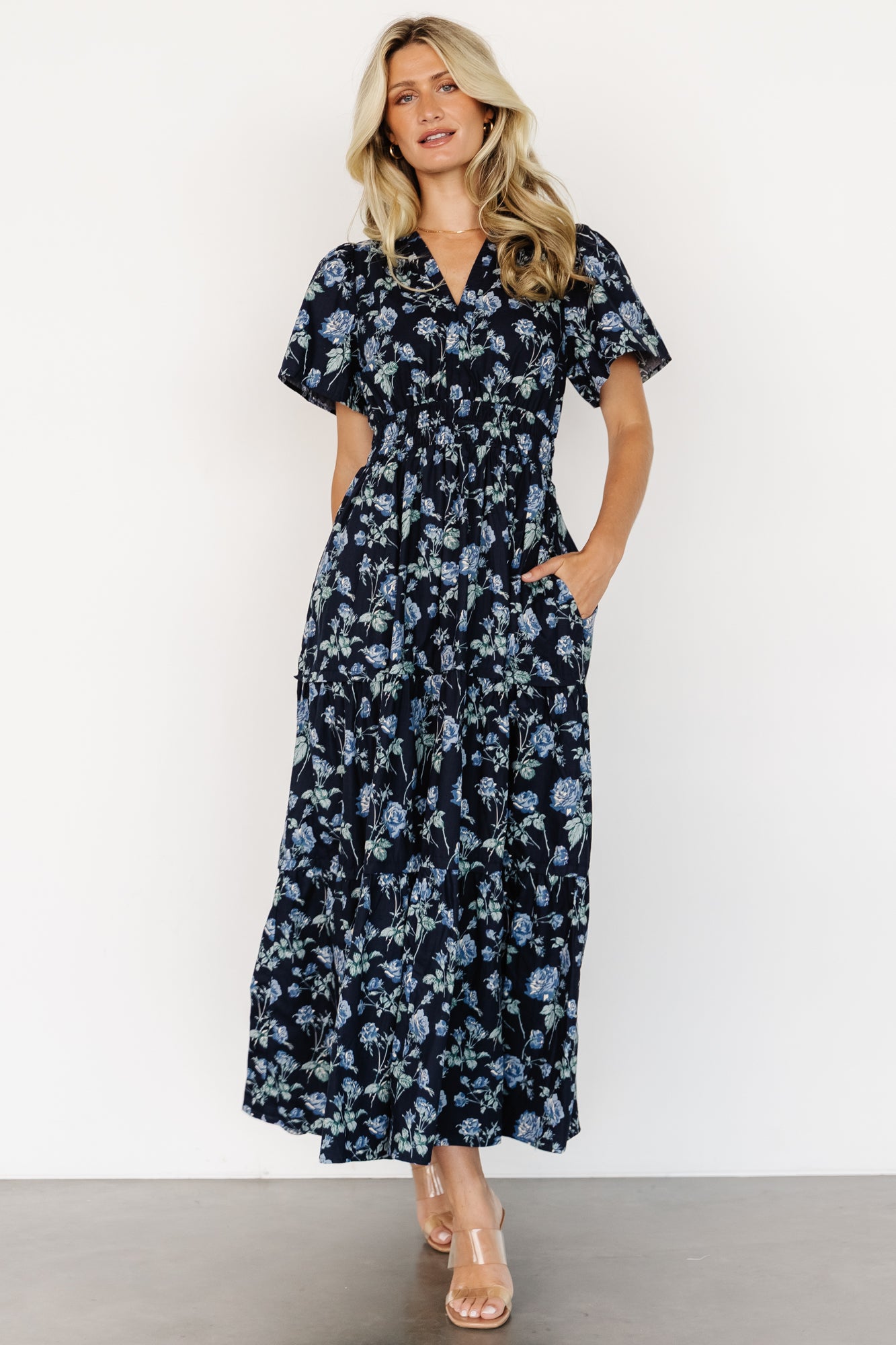 100 cotton maxi dresses Baltic Born Womens Kristin Maxi Dress | Navy Floral
