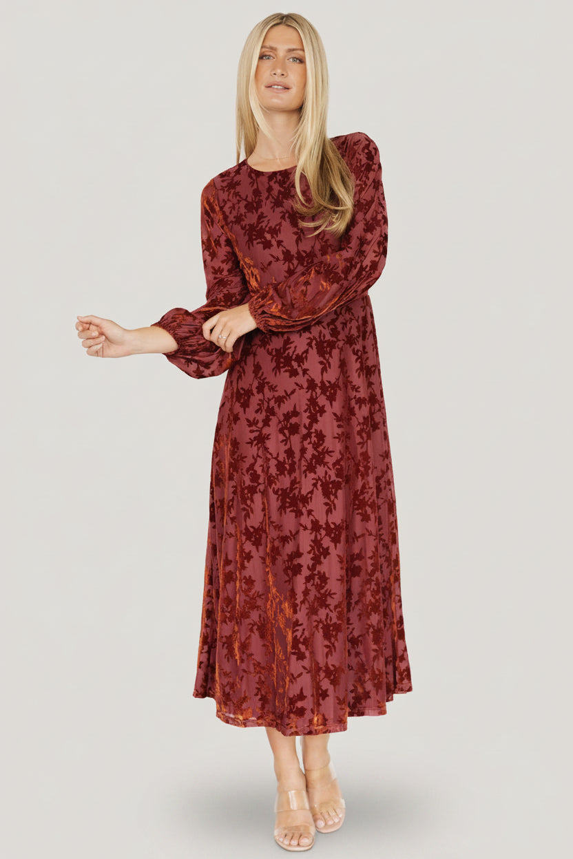 Baltic Born Womens Thora Velvet Dress | Copper Floral | Size: Medium Baltic Born Womens Thora Velvet Dress | Copper Floral | Size: Medium