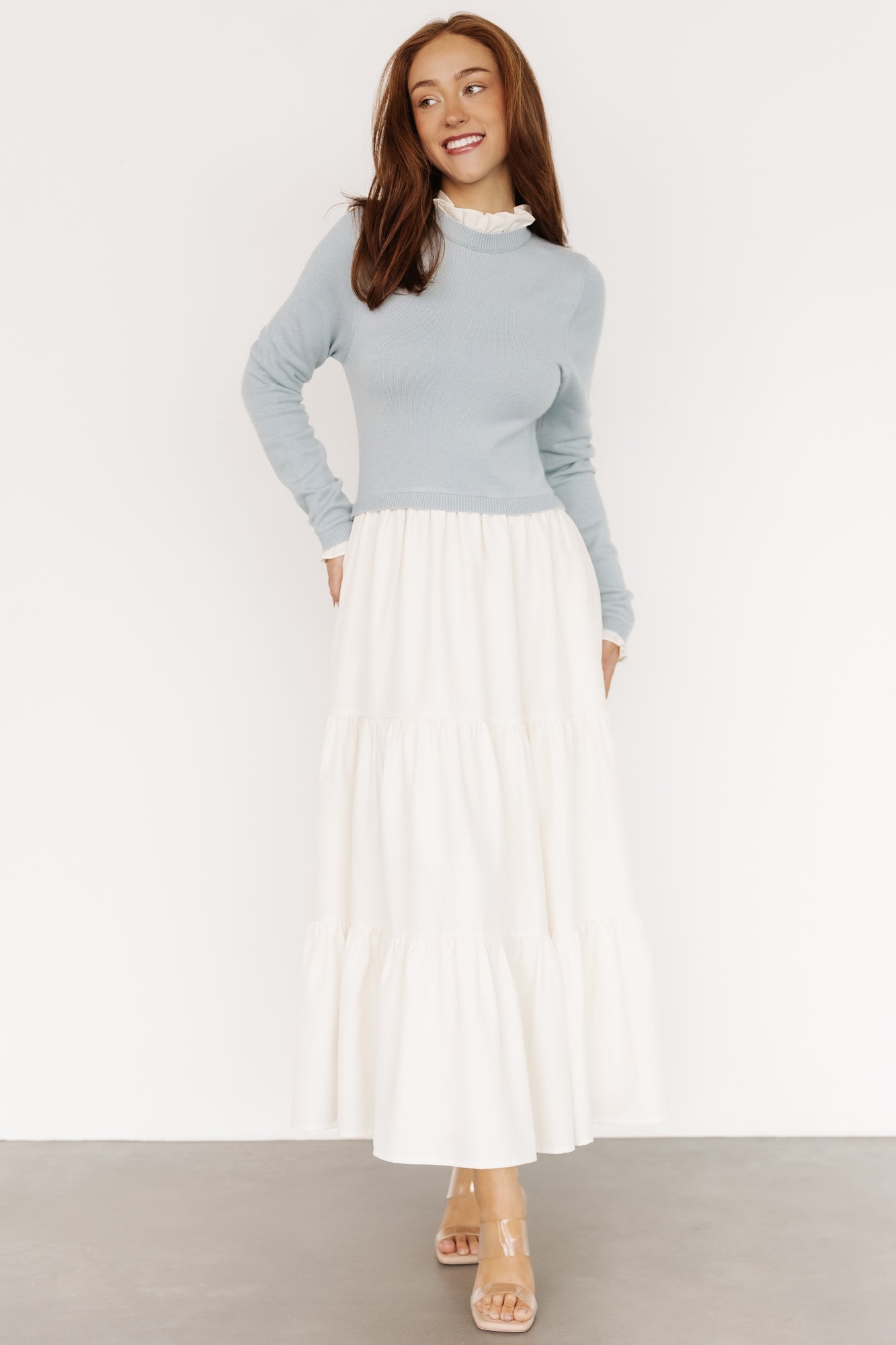 Baltic Born Womens Sophie Sweater Dress | Light Blue + Ivory | Size: 3XL Baltic Born Womens Sophie Sweater Dress | Light Blue + Ivory | Size: 3XL