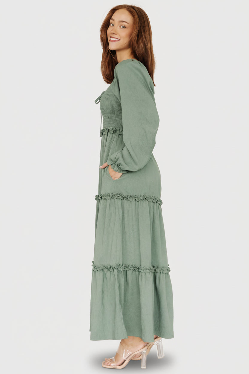 Britta Maxi Dress | Dark Sage