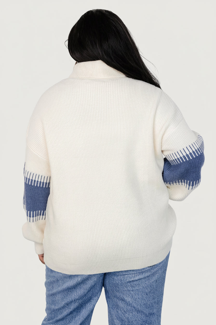 Antonov Turtle Neck Sweater | Blue + Cream
