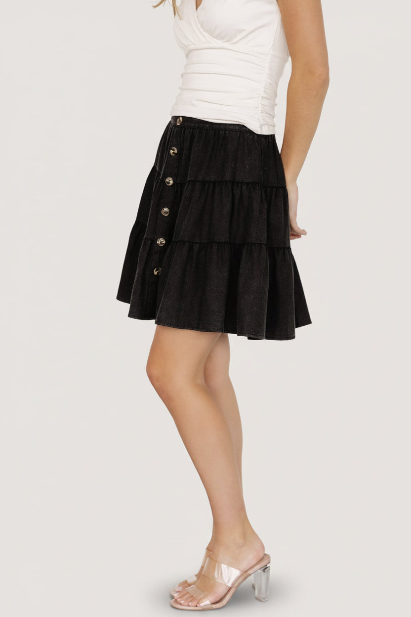 Ebba Short Skirt | Washed Black