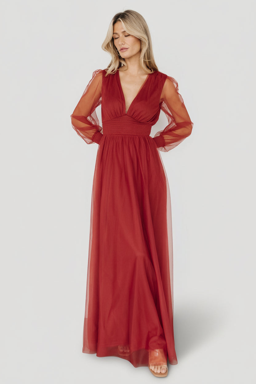 Layla Tulle Maxi Dress | Terracotta