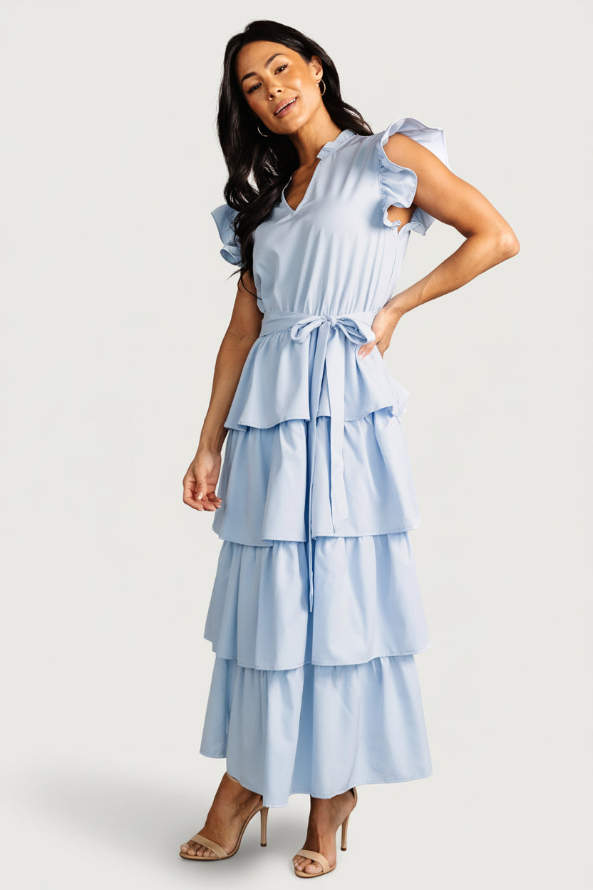 Chrysanthi Tiered Dress | Light Blue