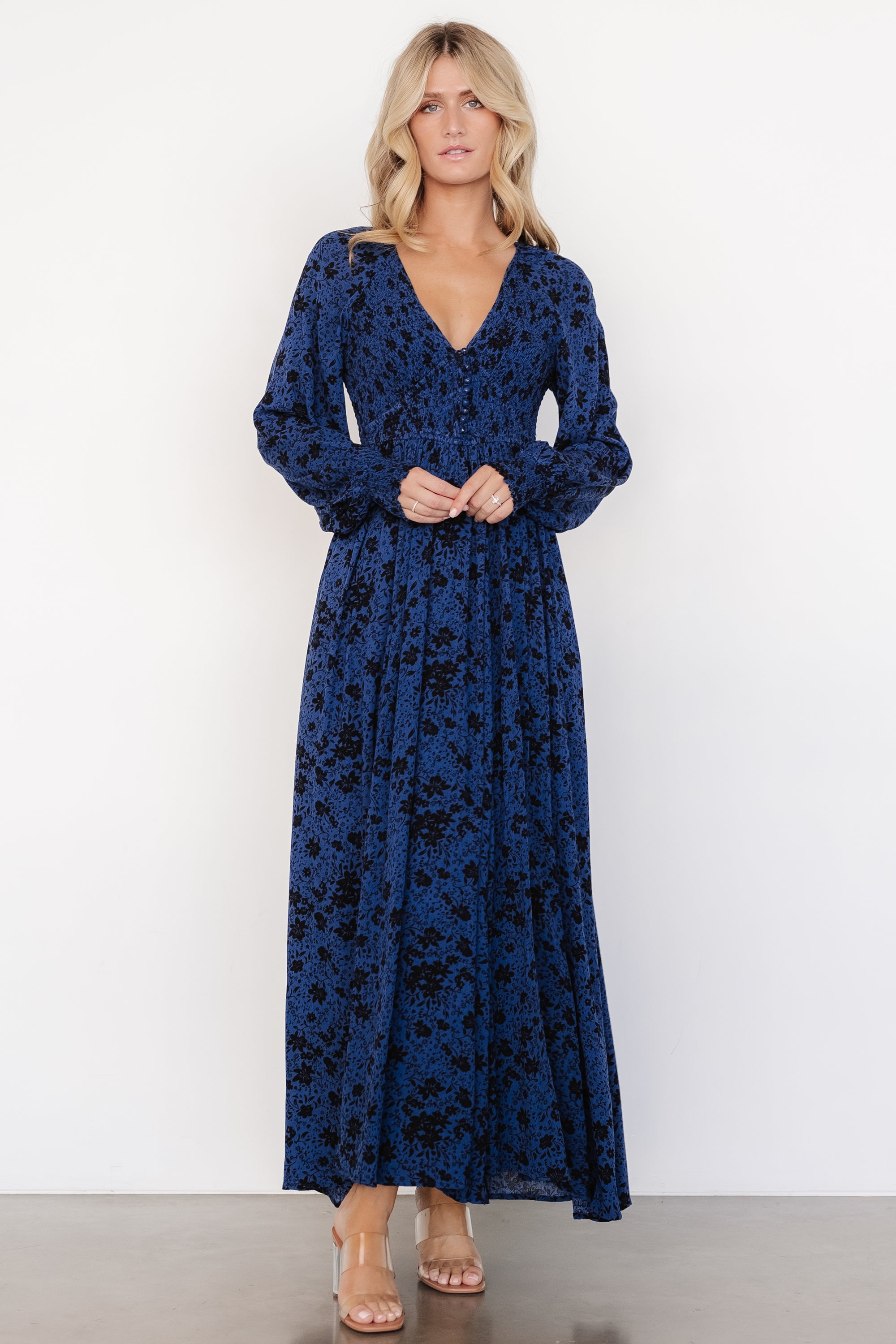 Anya Maxi Dress Vintage Navy Floral Baltic Born