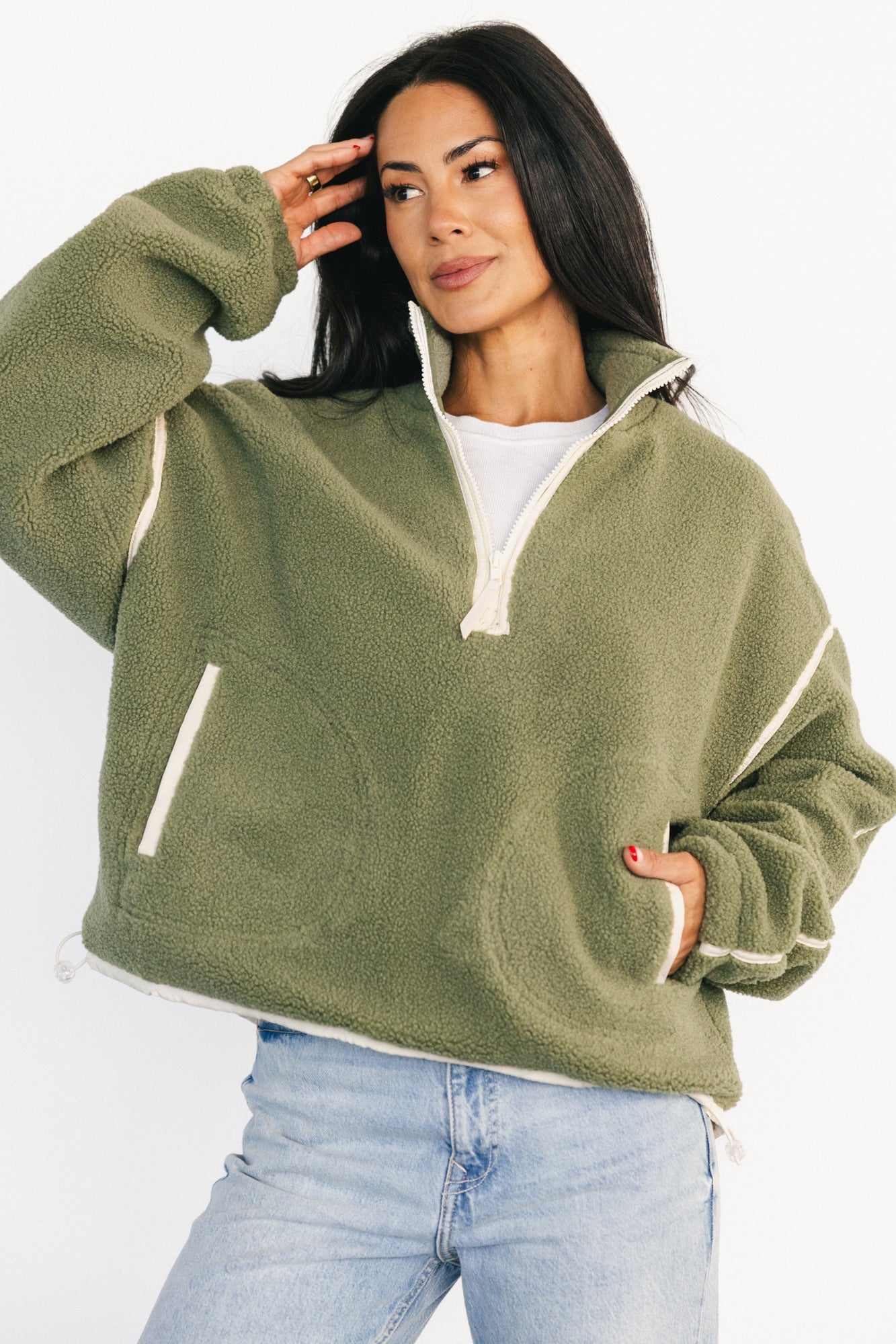 Holly Half Zip Pullover | Dark Sage