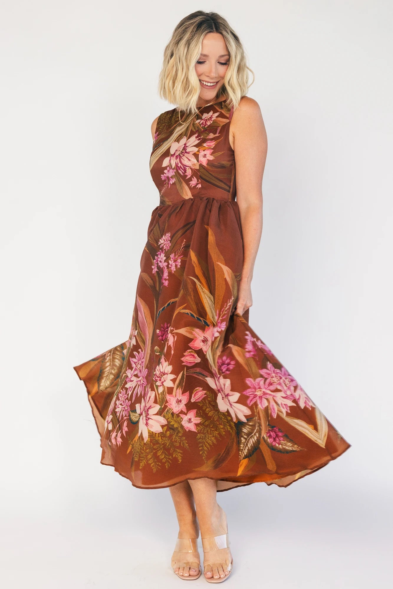 Hudson Midi Dress | Brown Floral