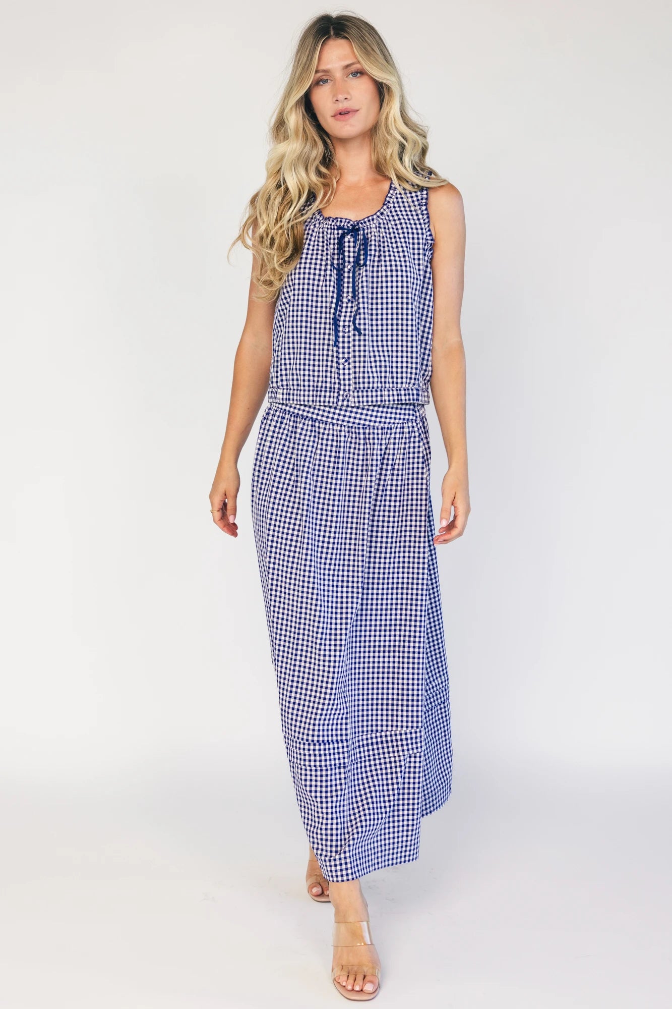 Keegan Skirt | Navy + White Gingham