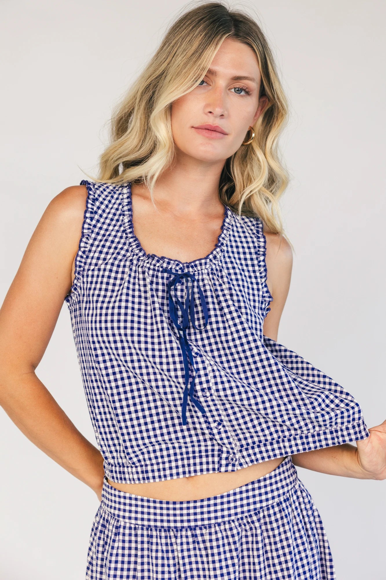 Keegan Top | Navy + White Gingham