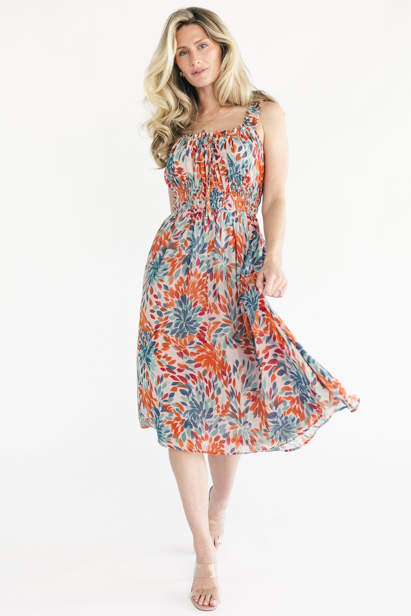 Baltic Born Womens Marni Midi Dress | Blush Multi | Size: XL Baltic Born Womens Marni Midi Dress | Blush Multi | Size: XL