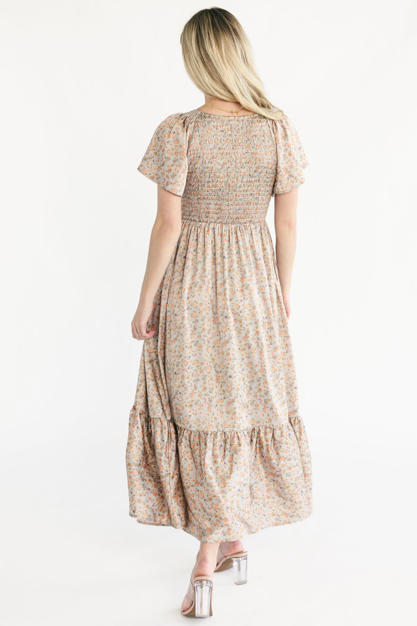 Rosie Smocked Dress | Sage Floral