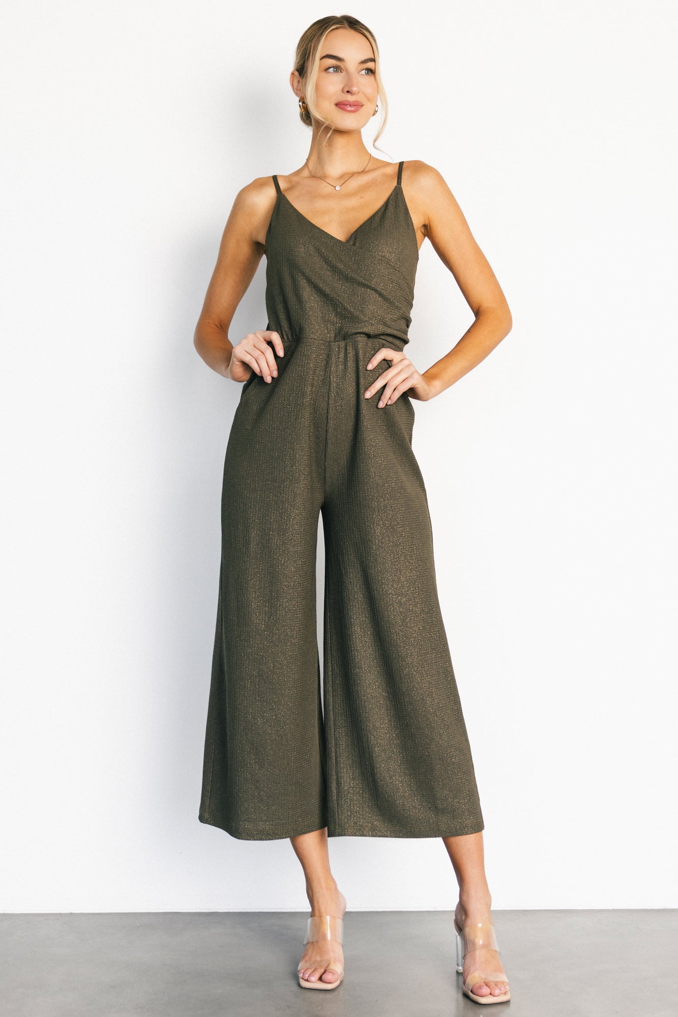 Valencia Jumpsuit | Olive Shimmer