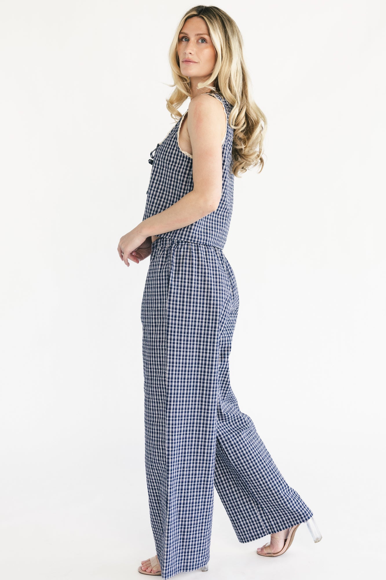 Minnie Tank + Pants Set | Navy Gingham