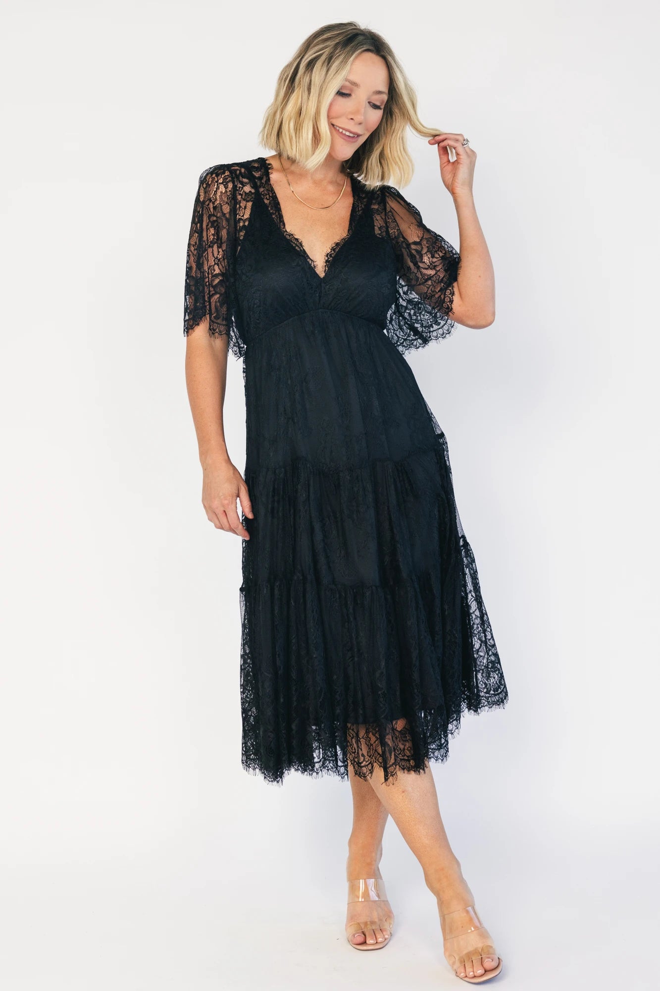 Brittany Lace Midi Dress | Black