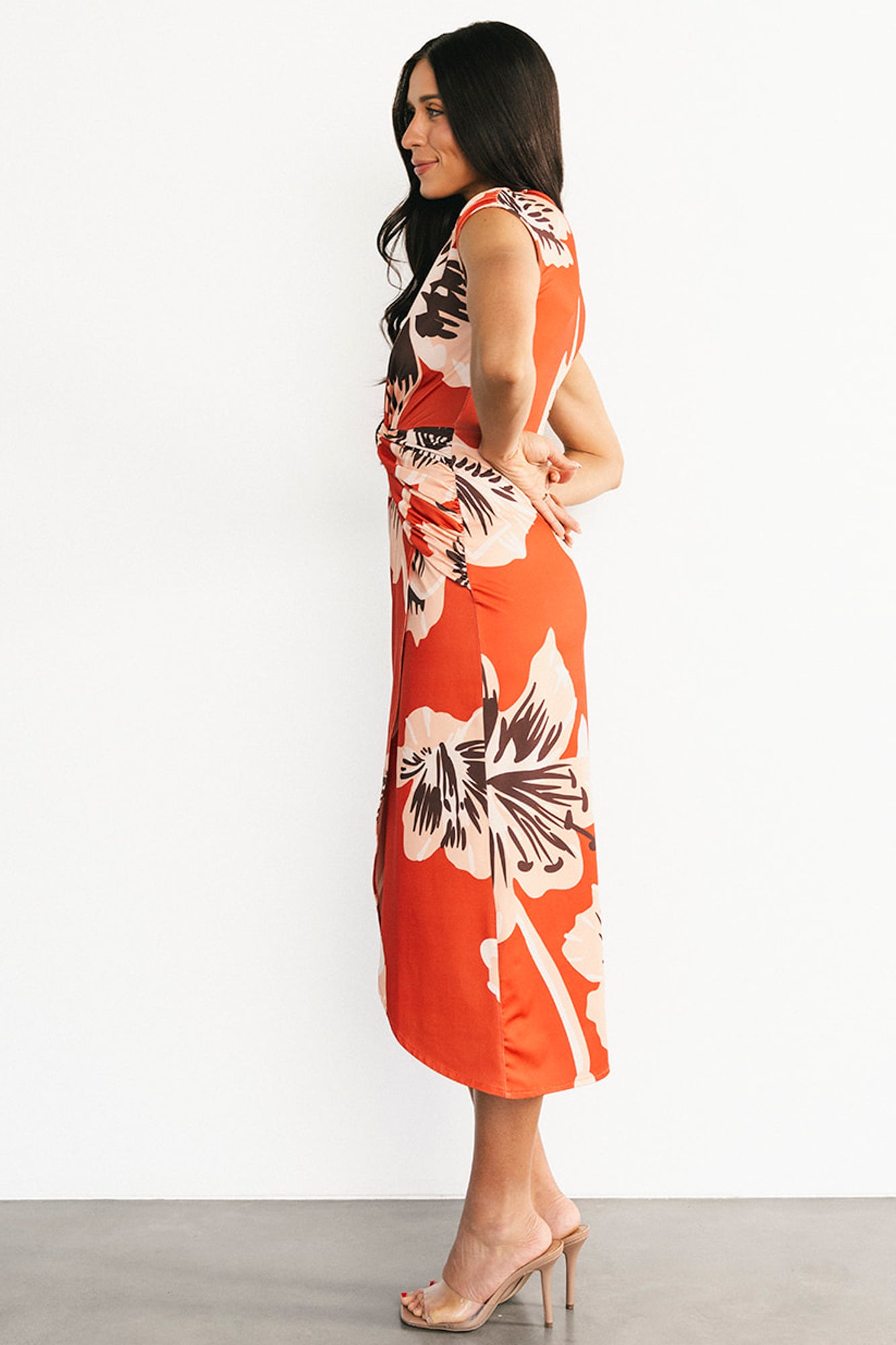 Cascada Twist Midi Dress | Sunset Floral