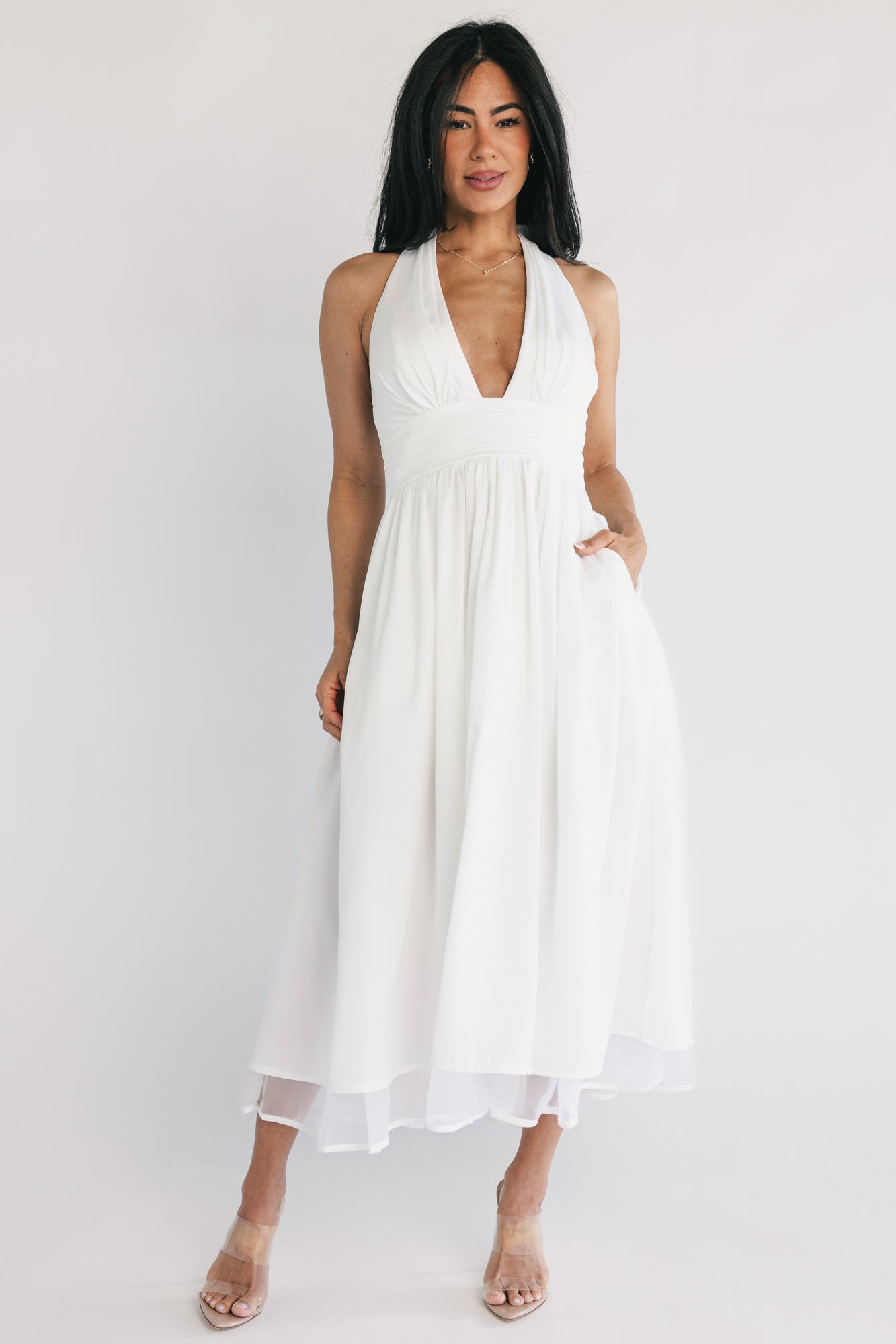 white color midi dress Petal and Pup Women's Floret Midi Dress