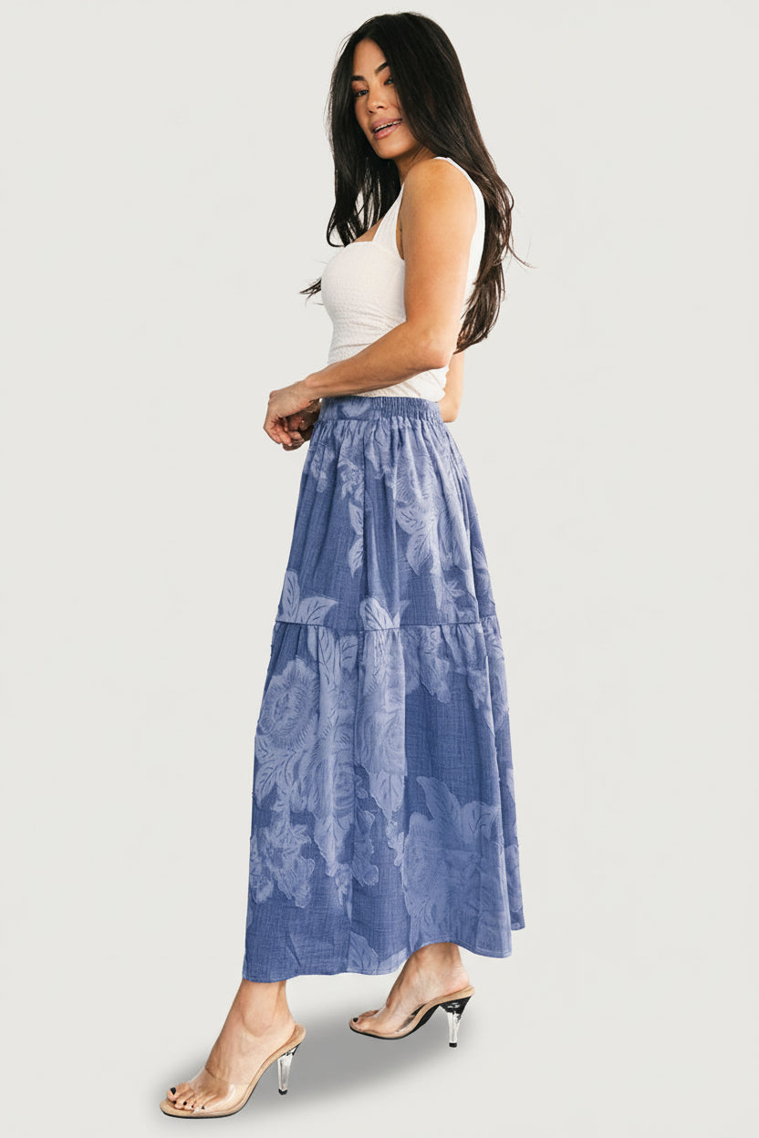 Alejandra Midi Skirt | Blue Floral