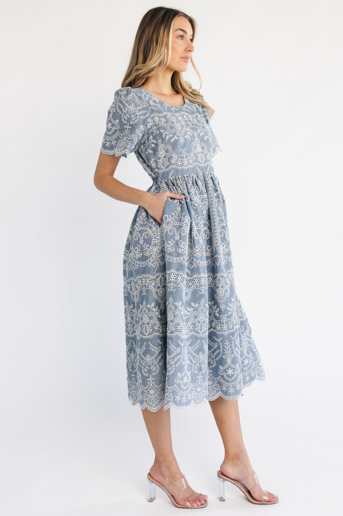 Margot Eyelet Midi Dress | Slate