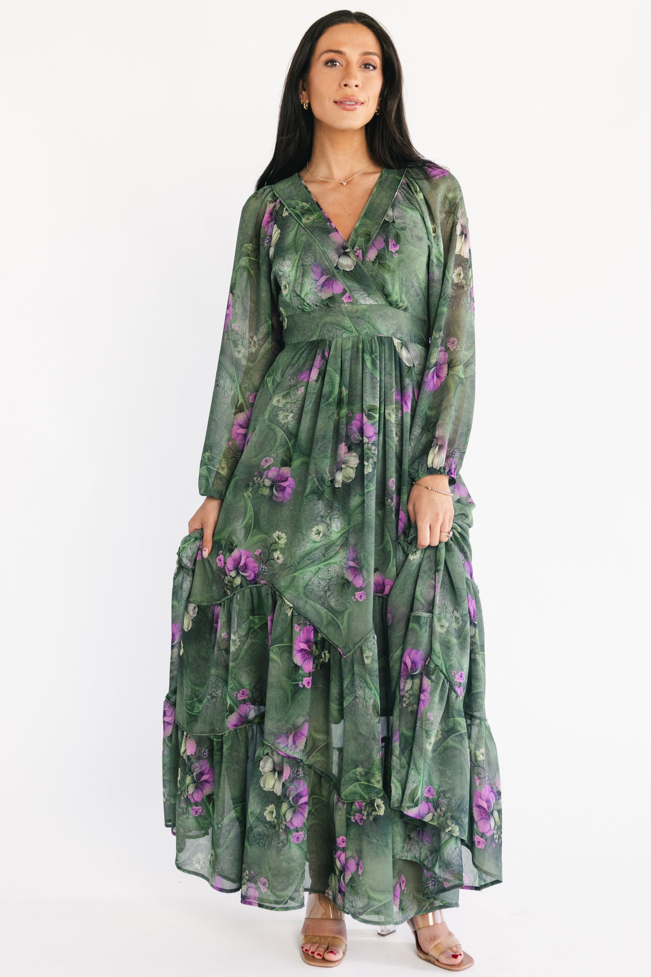 Johanna Maxi Dress | Deep Moss + Purple Floral Johanna Maxi Dress | Deep Moss + Purple Floral