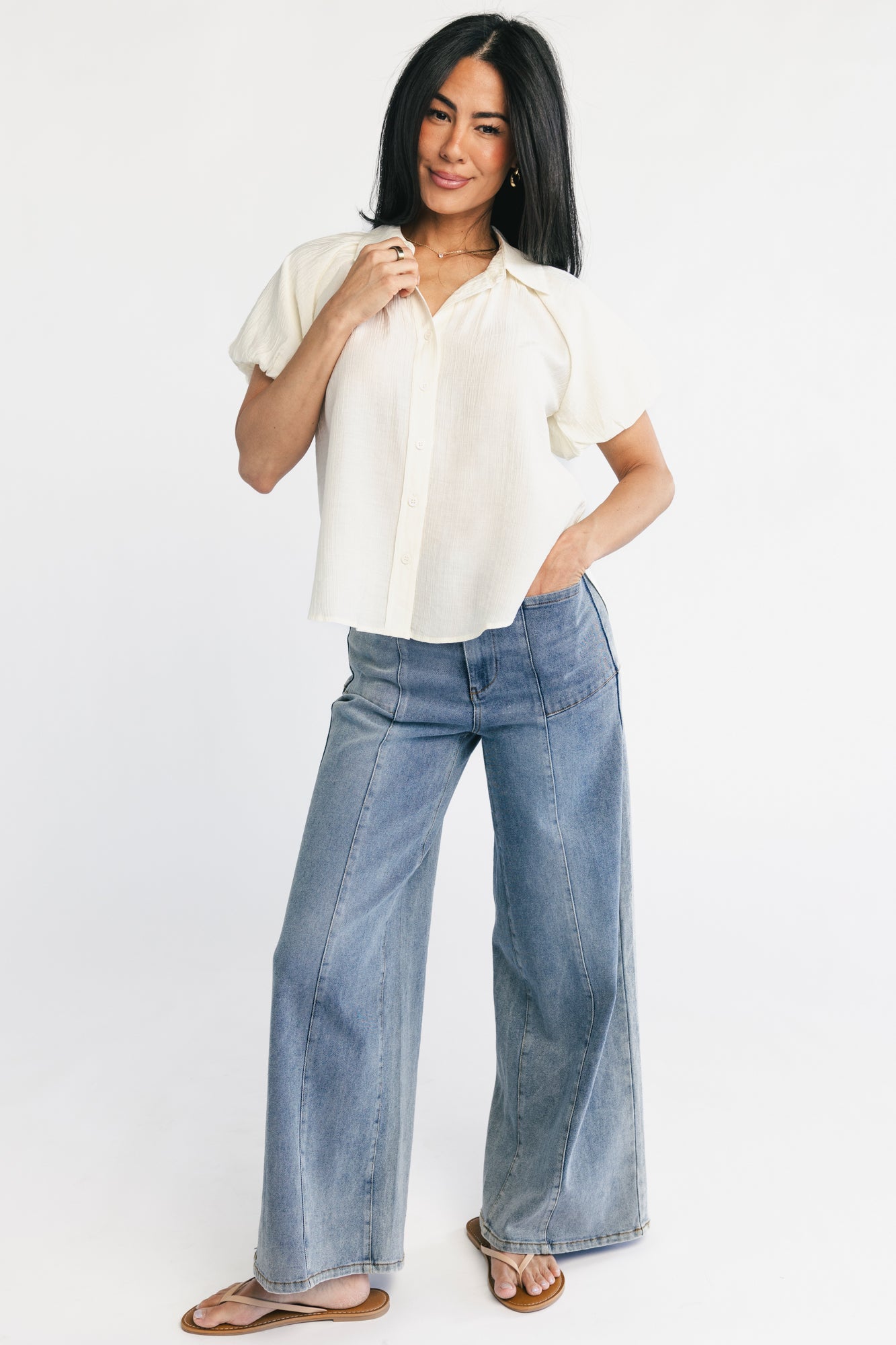 Bibi Button Up Blouse | Cream