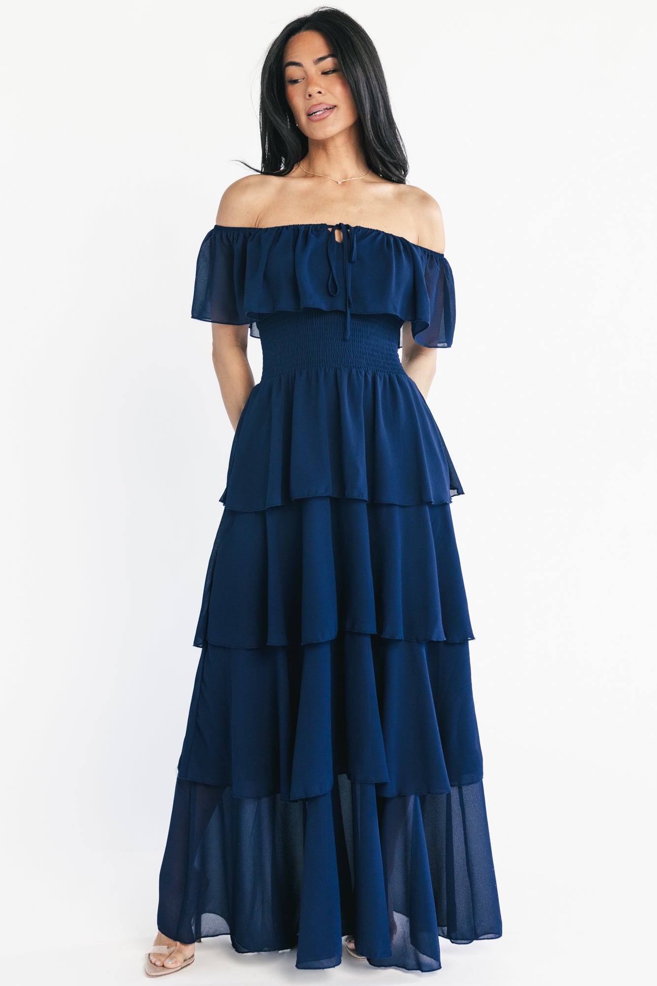 Carina Off Shoulder Maxi Dress | Navy