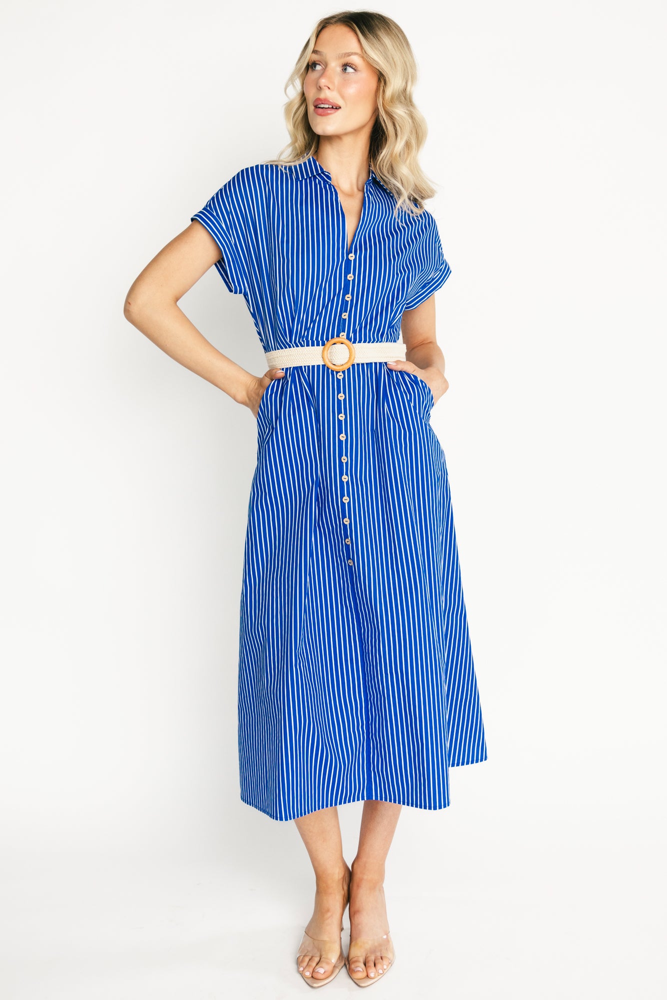 Baltic Born Womens Pyper Midi Dress | Blue Stripe