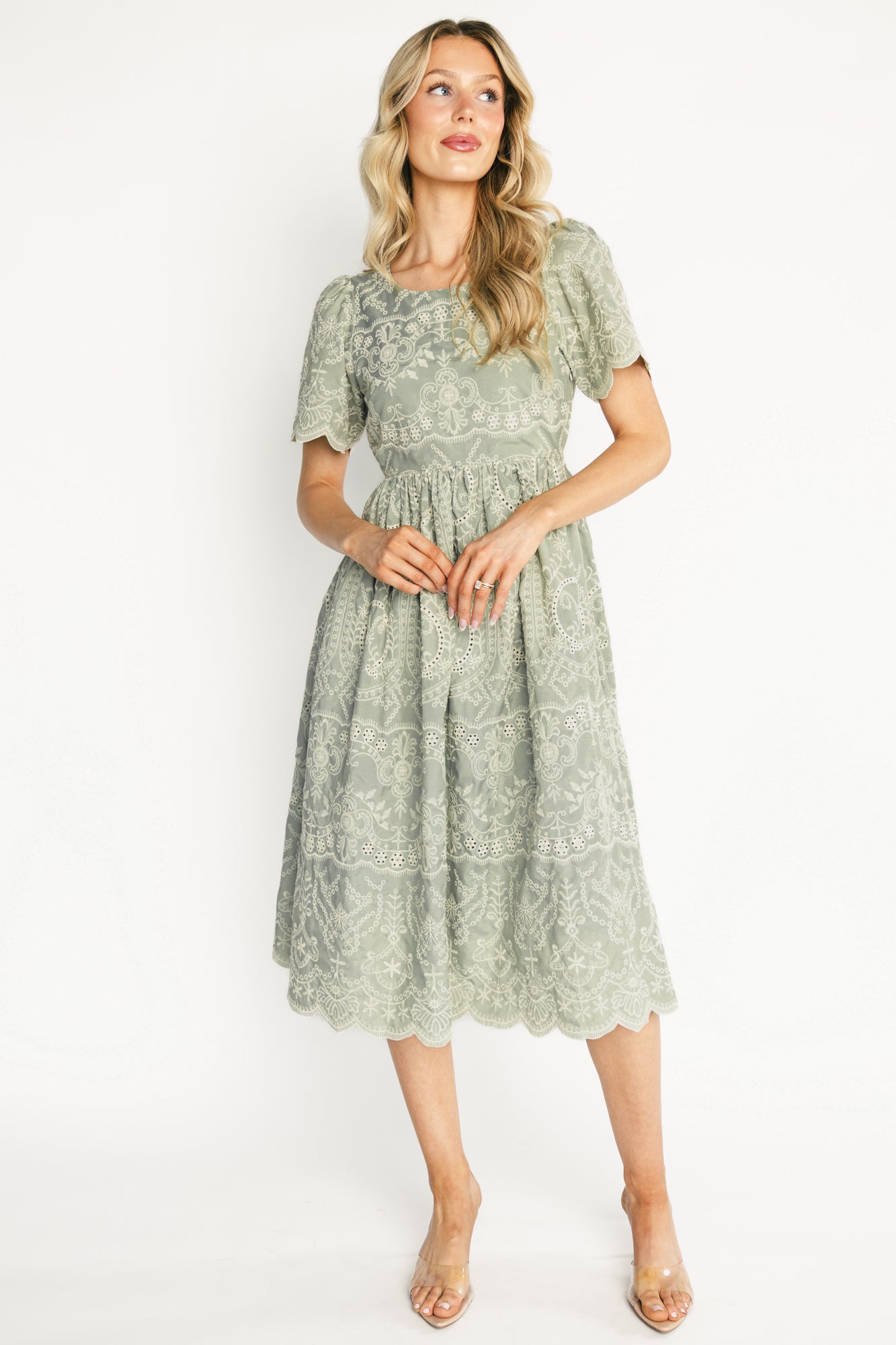 Margot Eyelet Midi Dress | Sage