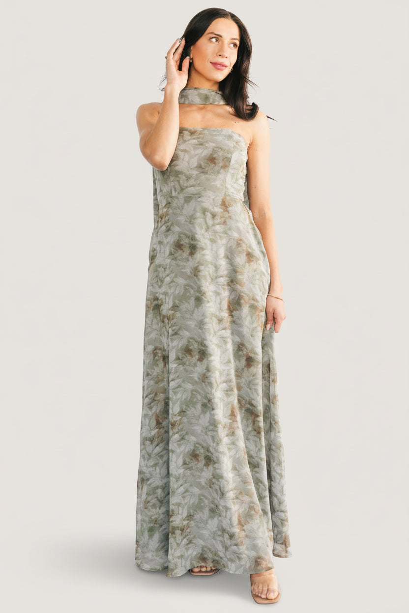 Baltic Born Womens Florian Strapless Maxi Dress | Eucalyptus Floral