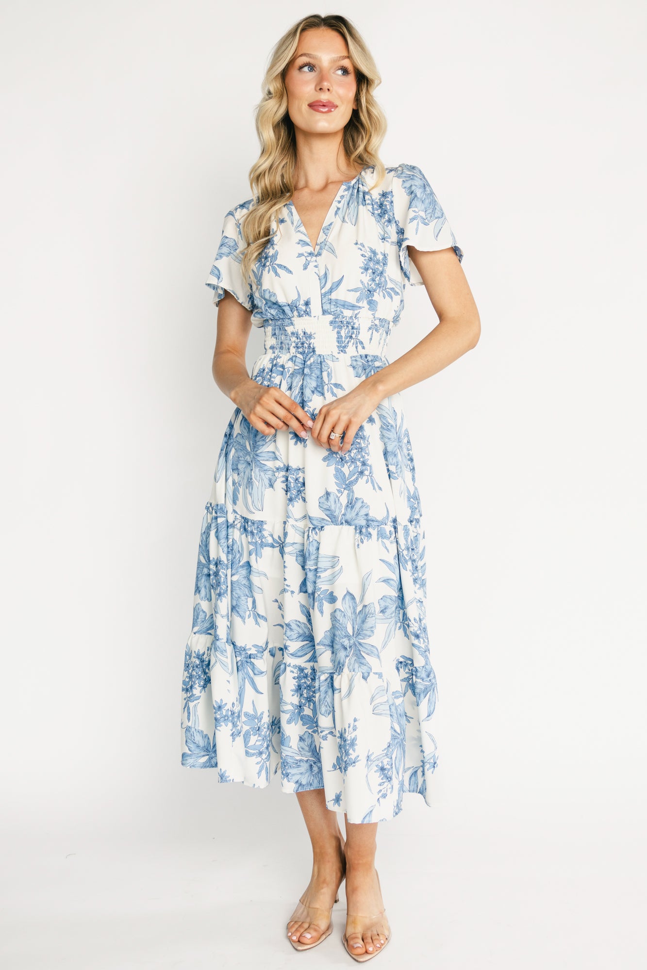 Holland Smocked Dress - Off White Blue Floral | Baltic Born 3XL