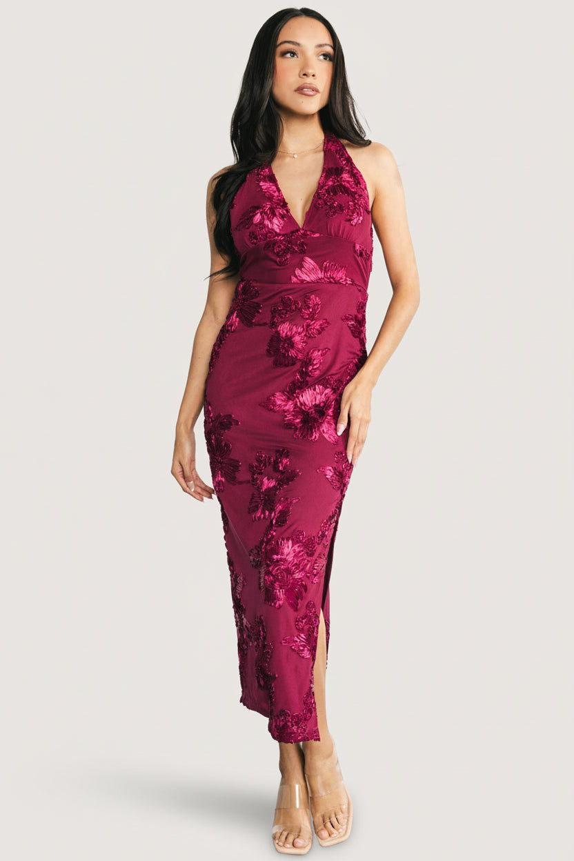 knee length dresses for ladies Lacey Halter Midi Dress