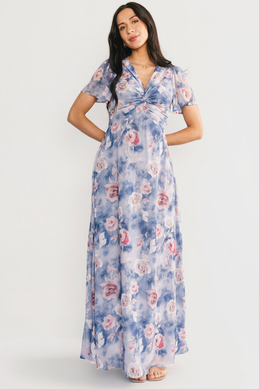 Promise Maxi Dress — Dusty Blue Floral