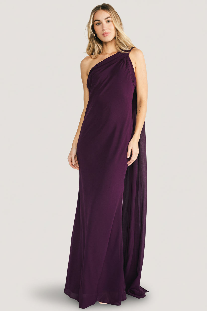 Julianne One Shoulder Maxi Dress Dark Plum | Baltic Born L Julianne One Shoulder Maxi Dress Dark Plum | Baltic Born L