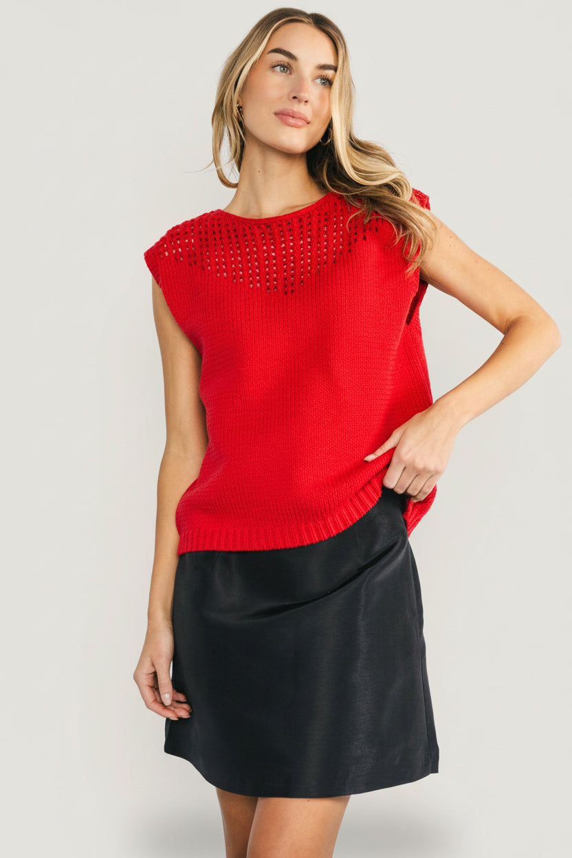Bennett Sweater Top | Red