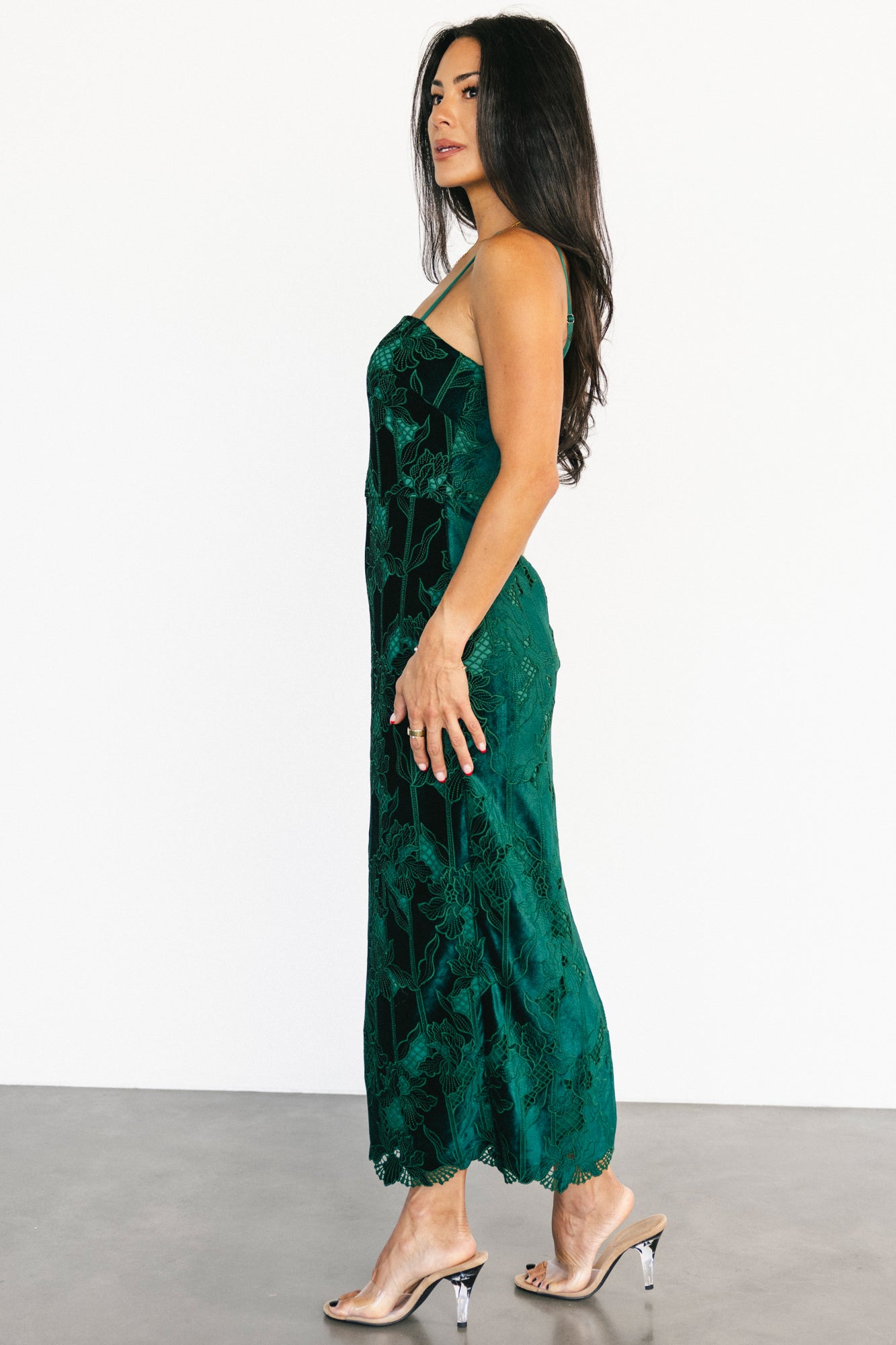 Nadia Lace Midi Dress | Emerald