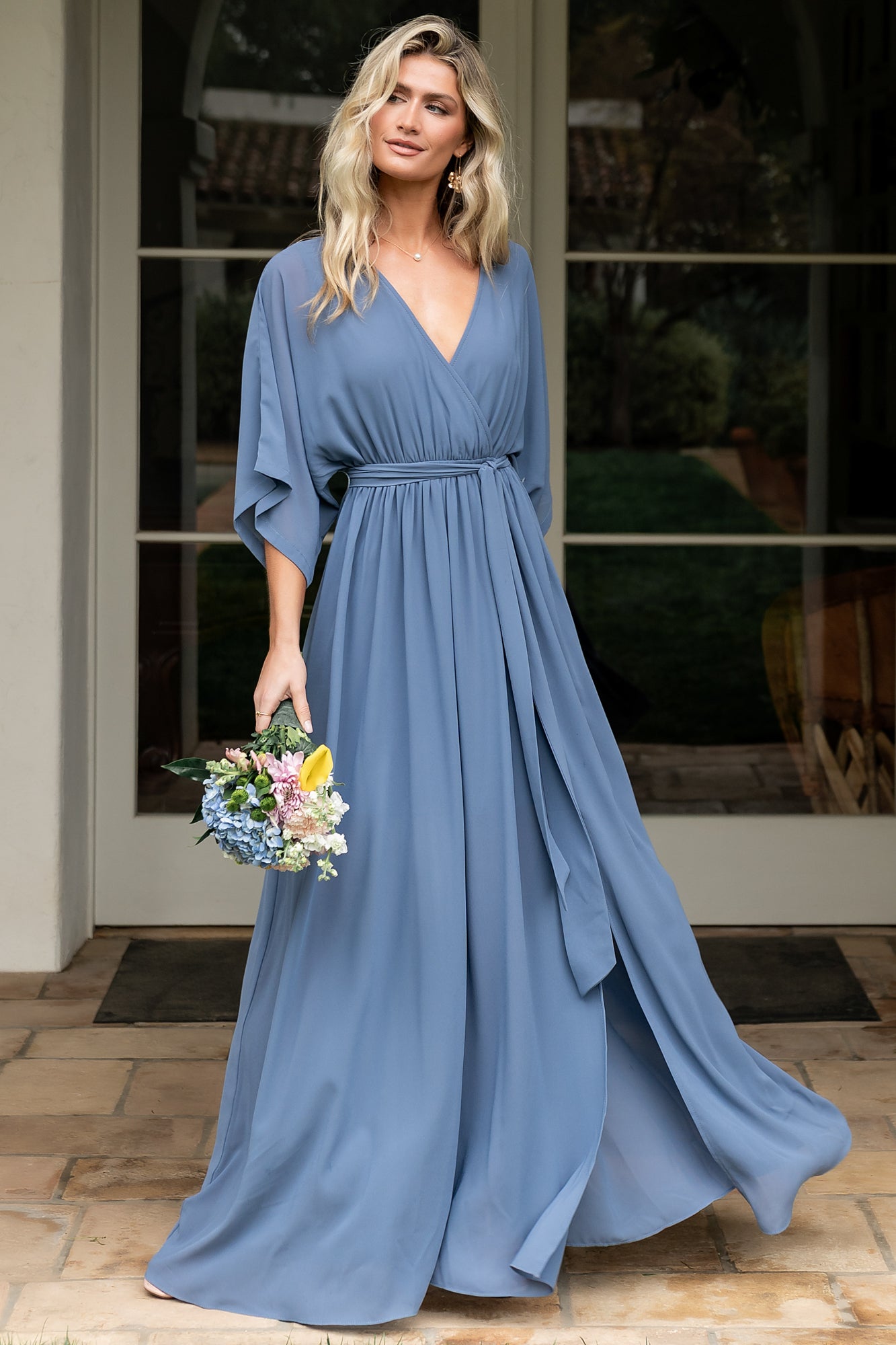 Kia Kimono Maxi Dress Whisper Blue