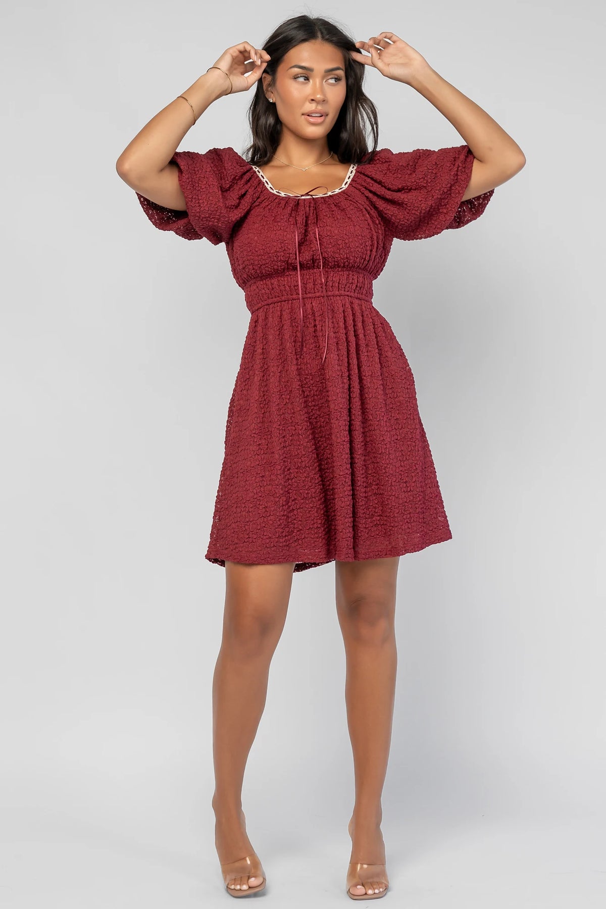 Gwyneth Short Dress | Burgundy