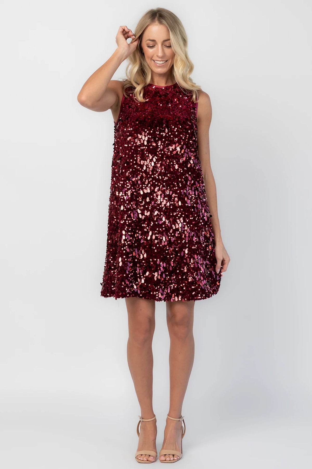 Jolene Sequin Short Dress | Wine