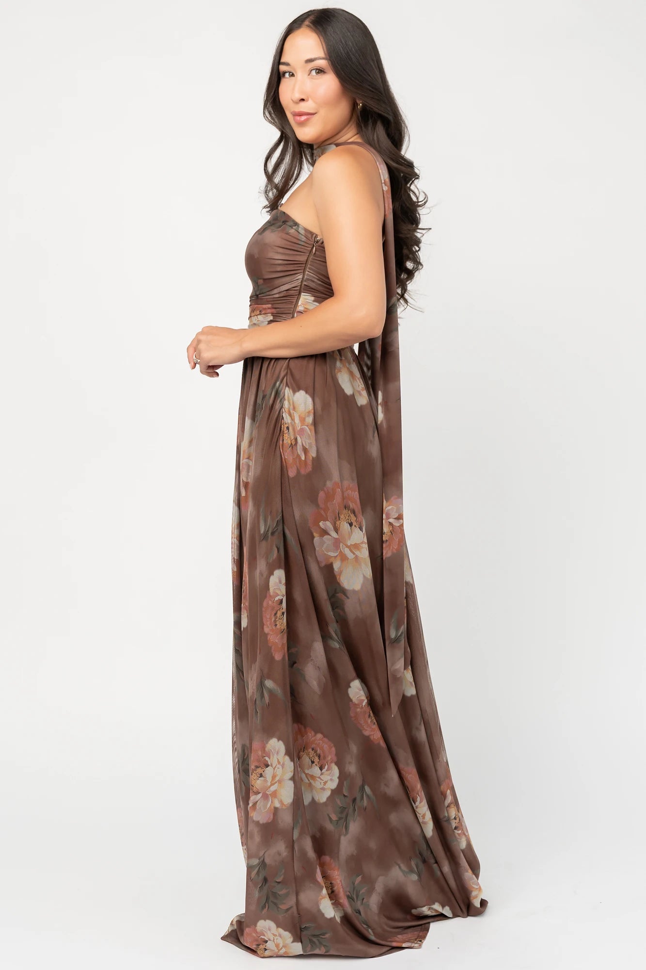Elias Strapless Maxi Dress | Mocha Floral