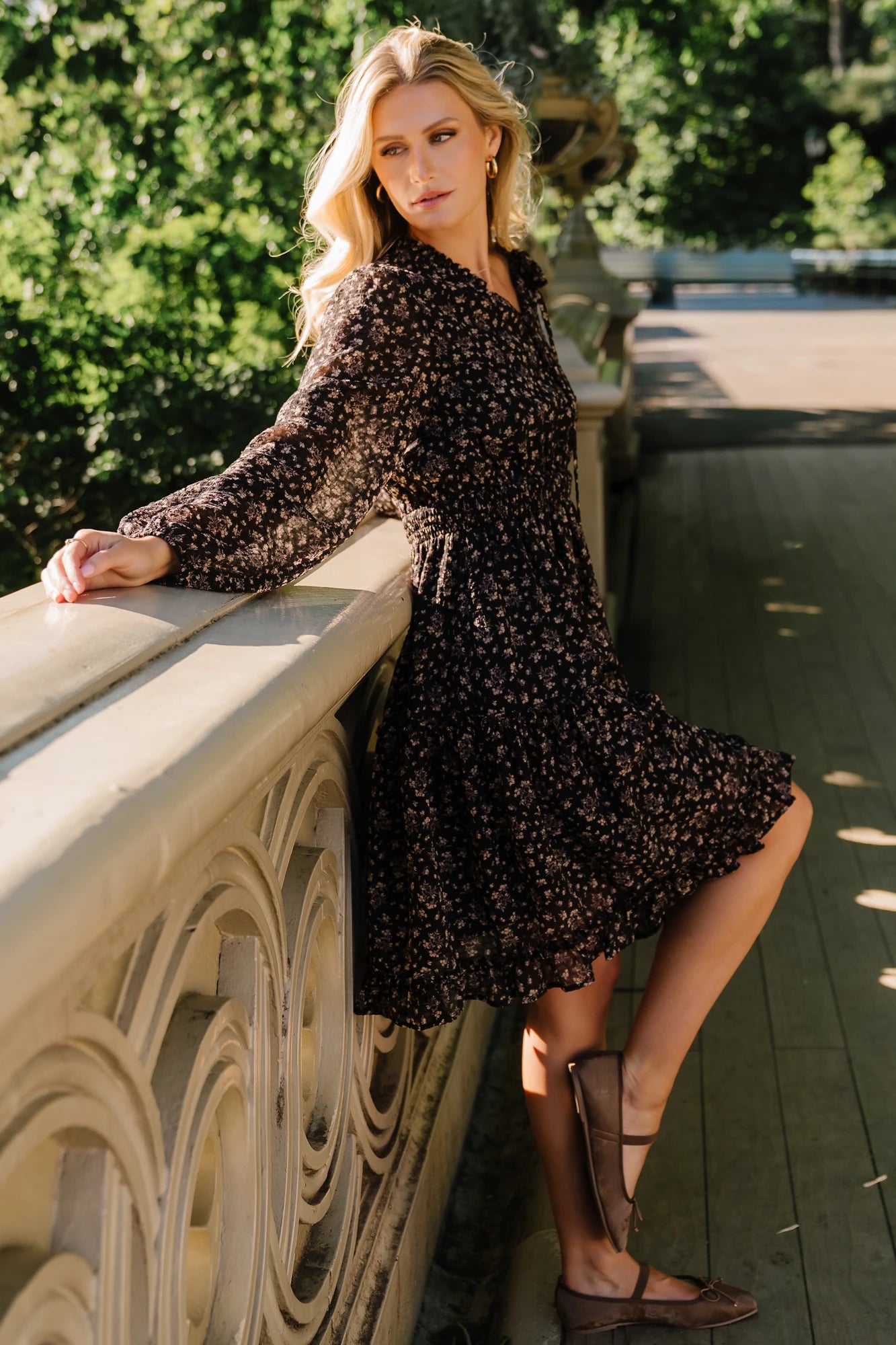 Baltic Born Womens Fairfield Short Dress | Black Floral