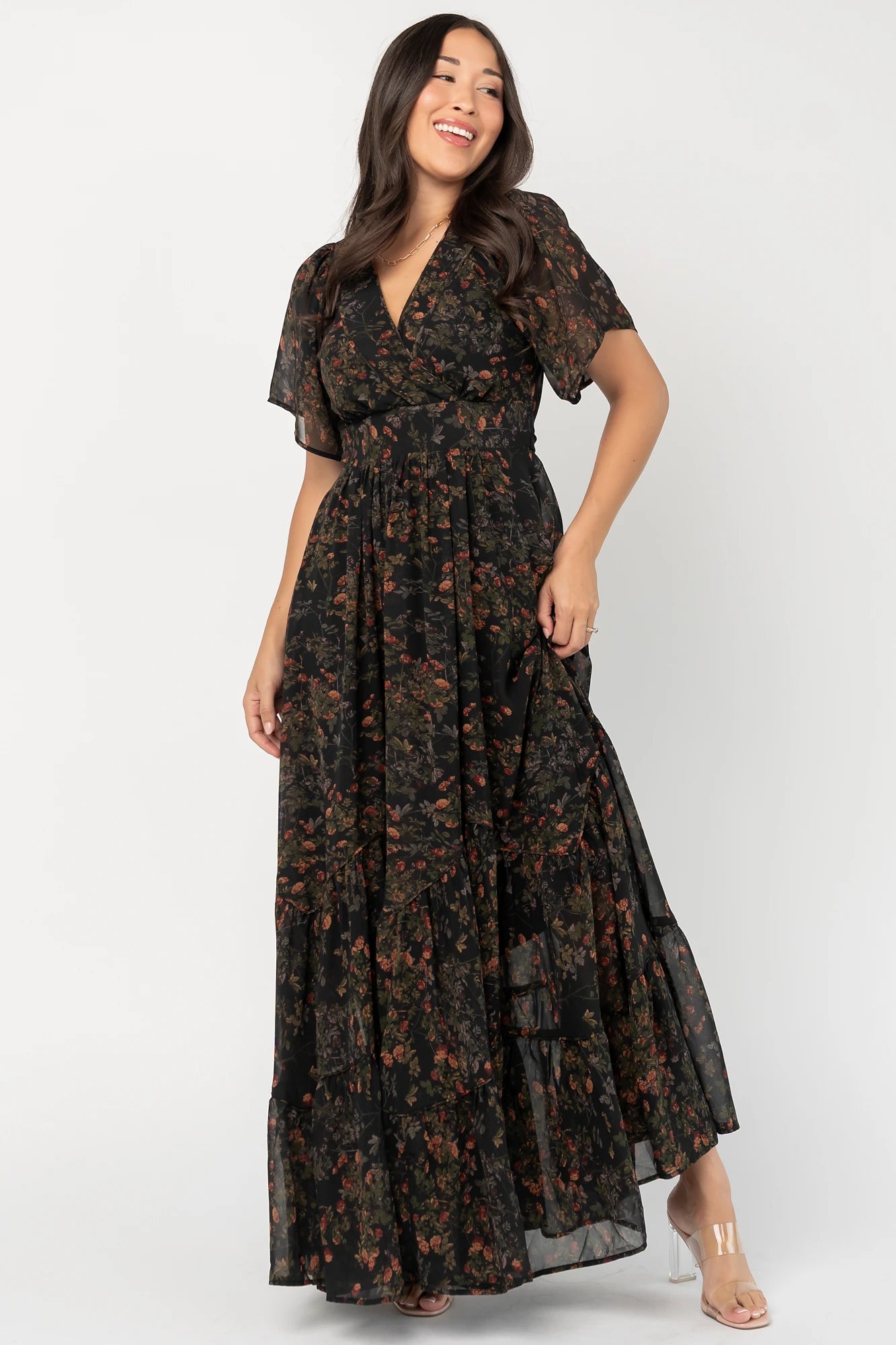 Katherine Maxi Dress | Black Multi Print