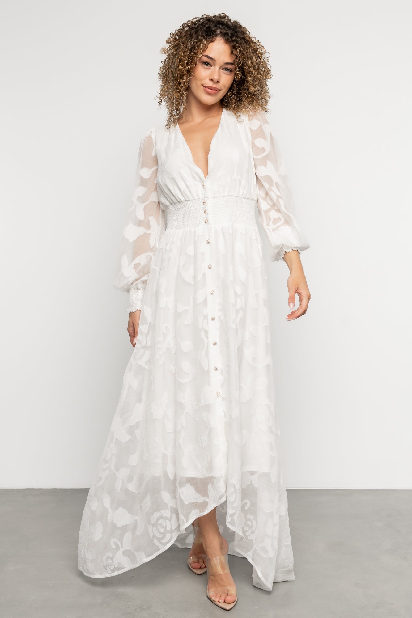 Daniella High Low Maxi Dress | White