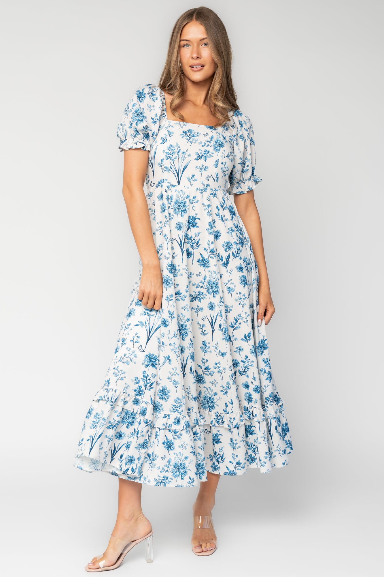 Baltic Born Womens Addison Maxi Dress | Ivory + Blue