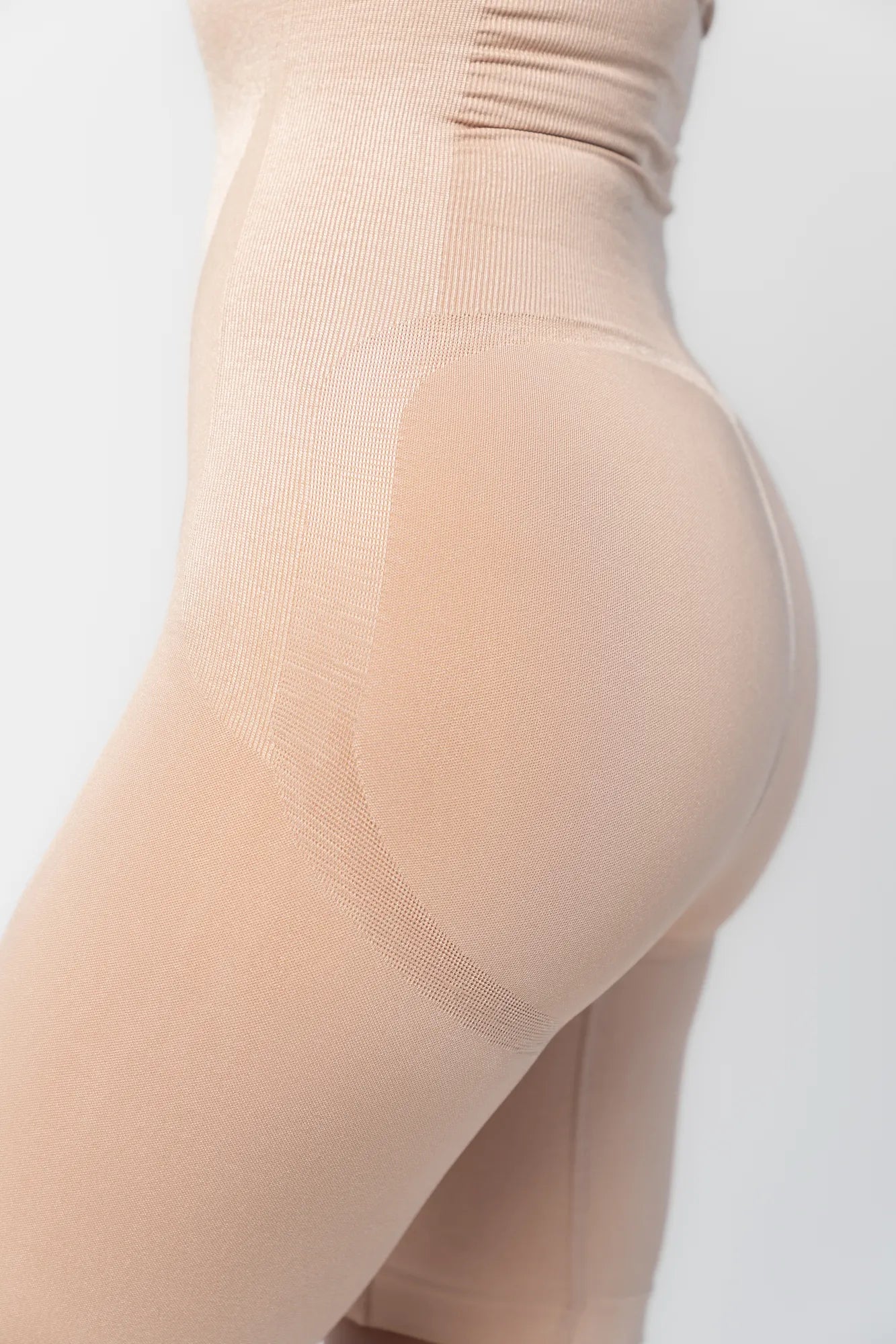 Essential High Waisted Mid Thigh Shorts | Nude