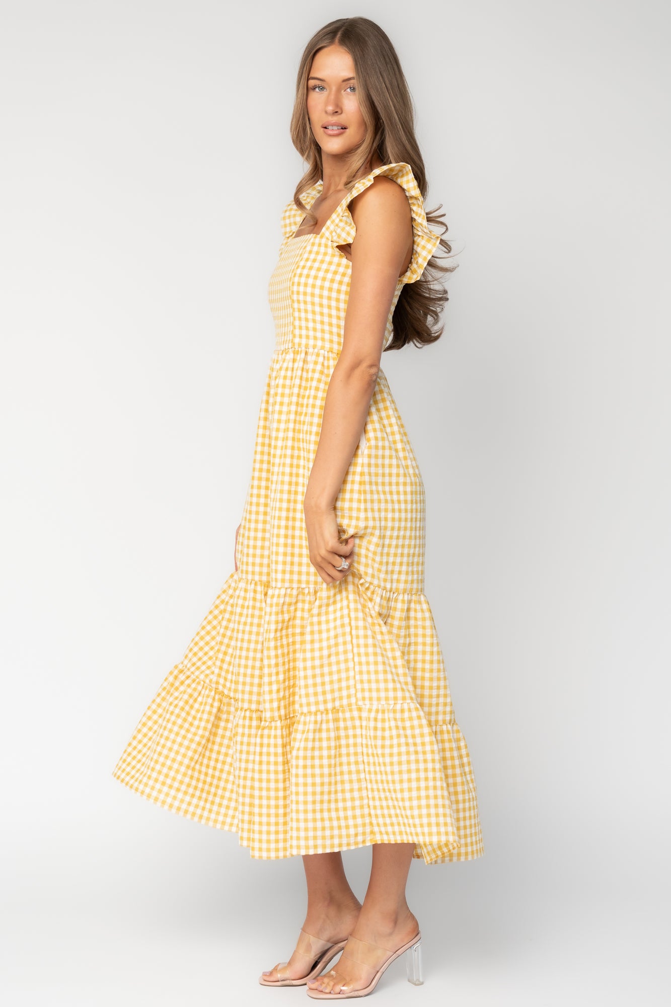 Campbell Gingham Maxi Dress | Yellow + White