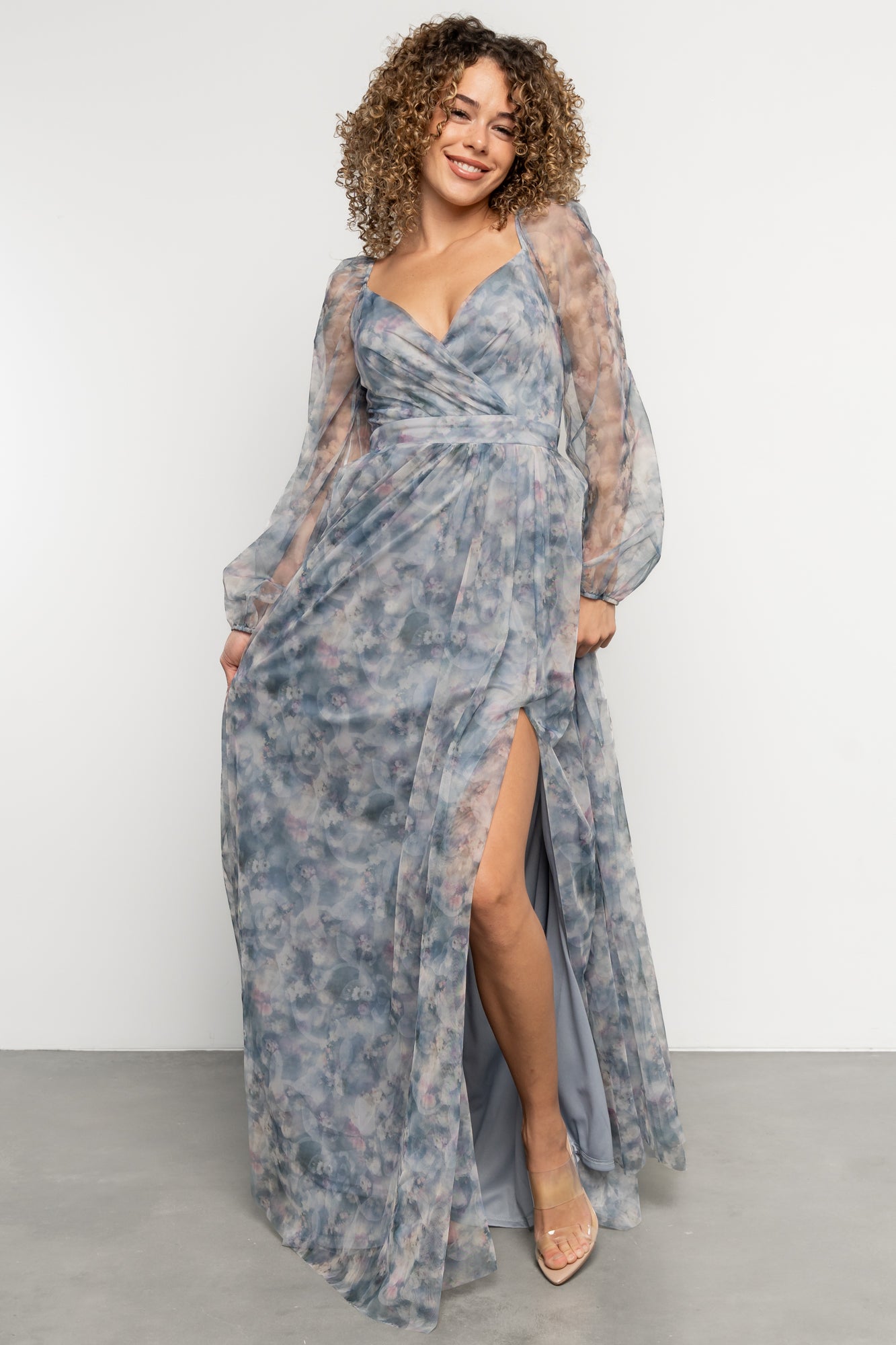 Katara Tulle Maxi Dress | Light Blue Floral