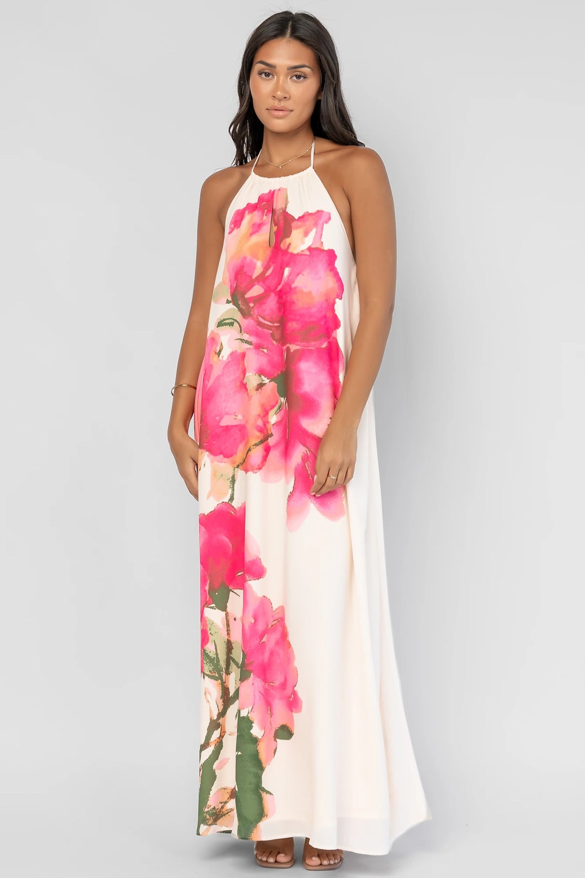 Catalina Halter Maxi Dress | Off White Multi Floral