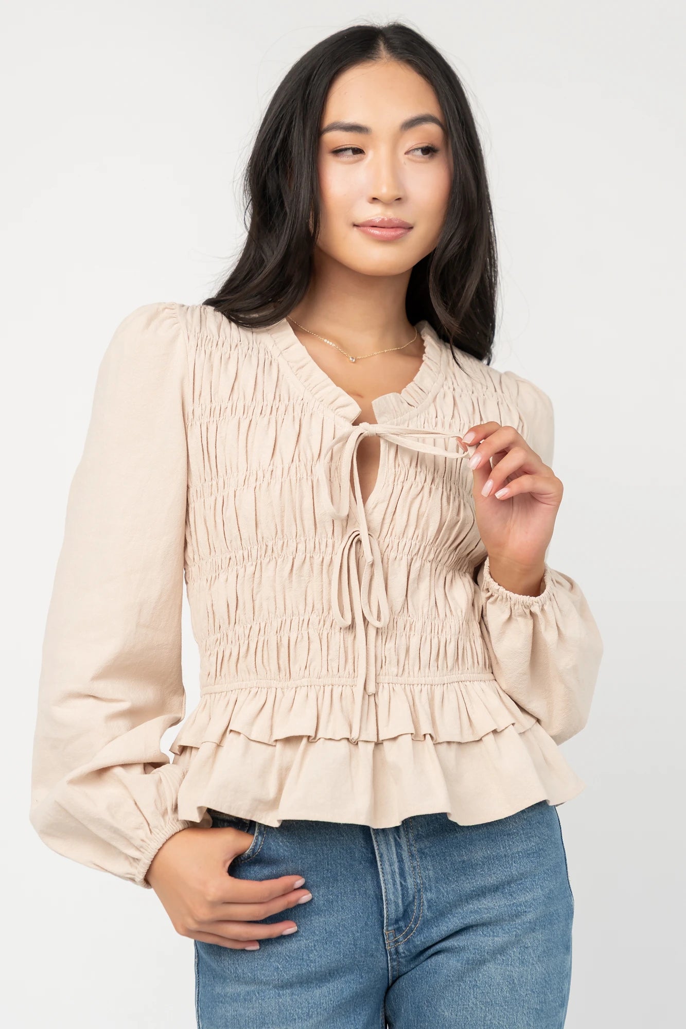 Marnie Smocked Top | Natural