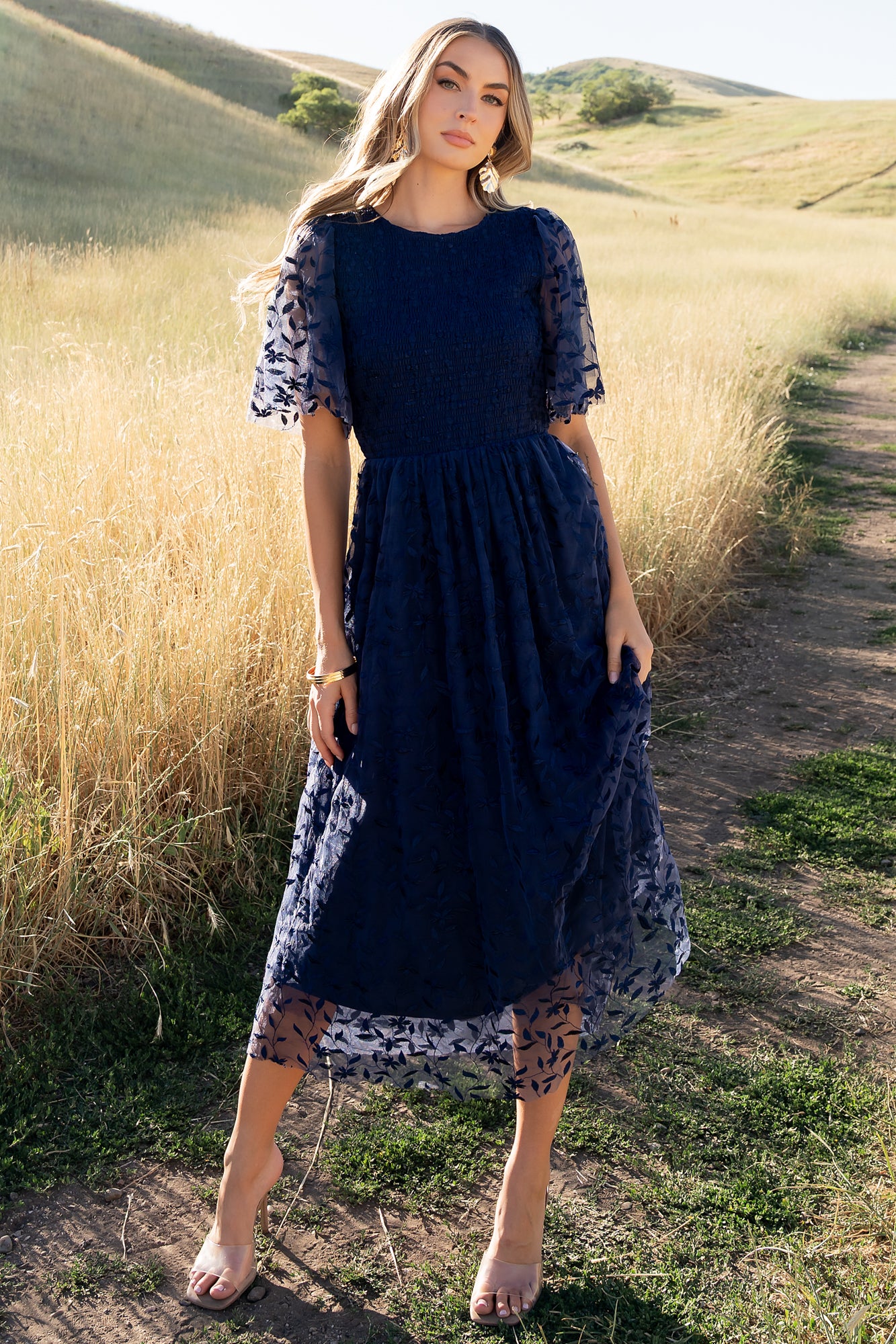 Baltic Born Womens Kendra Embroidered Dress | Navy | Size: Small Baltic Born Womens Kendra Embroidered Dress | Navy | Size: Small