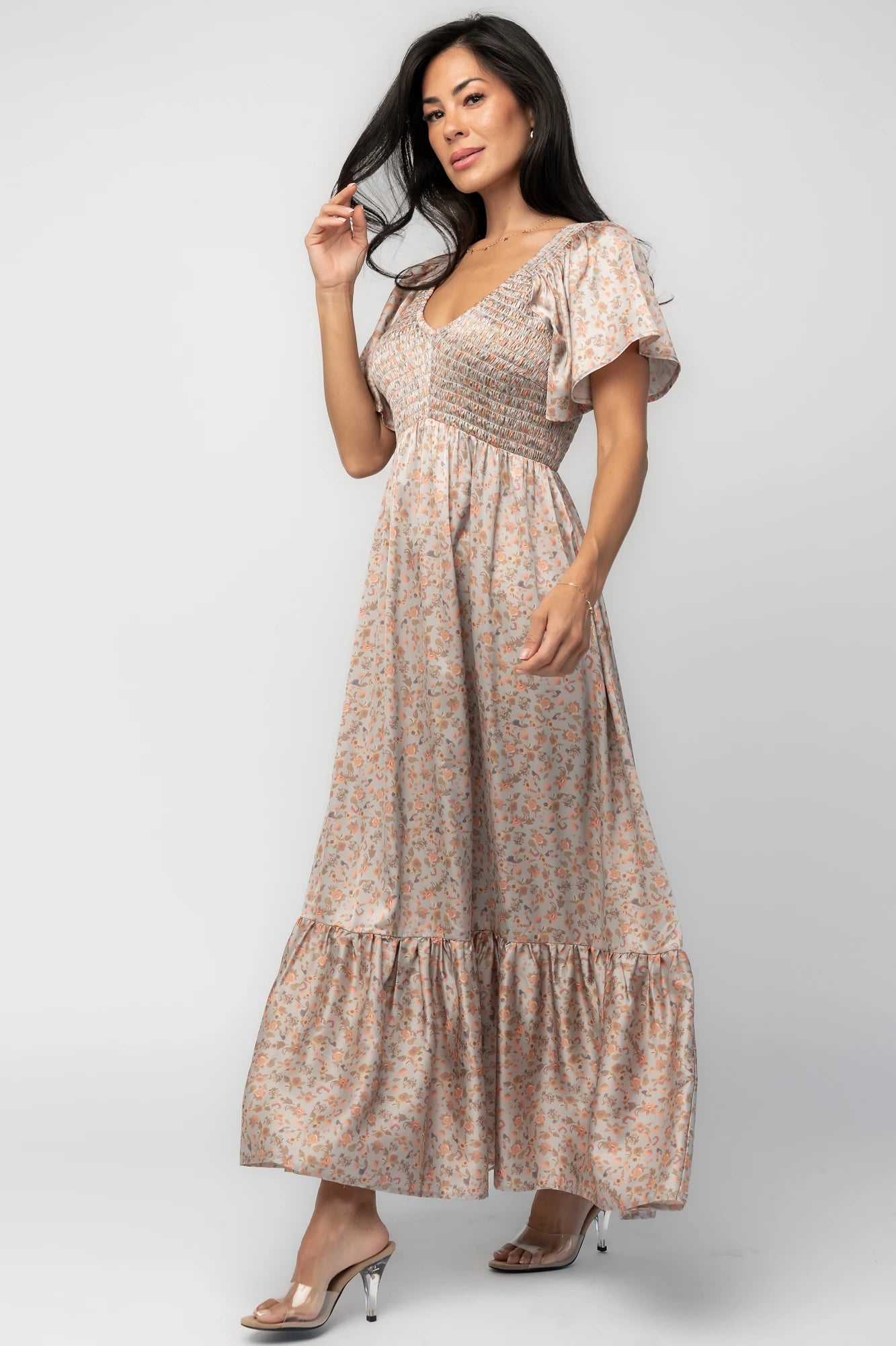 Rosie Smocked Dress | Sage Floral